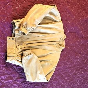 Unique Cut Vintage Olive Brown Leather Jacket